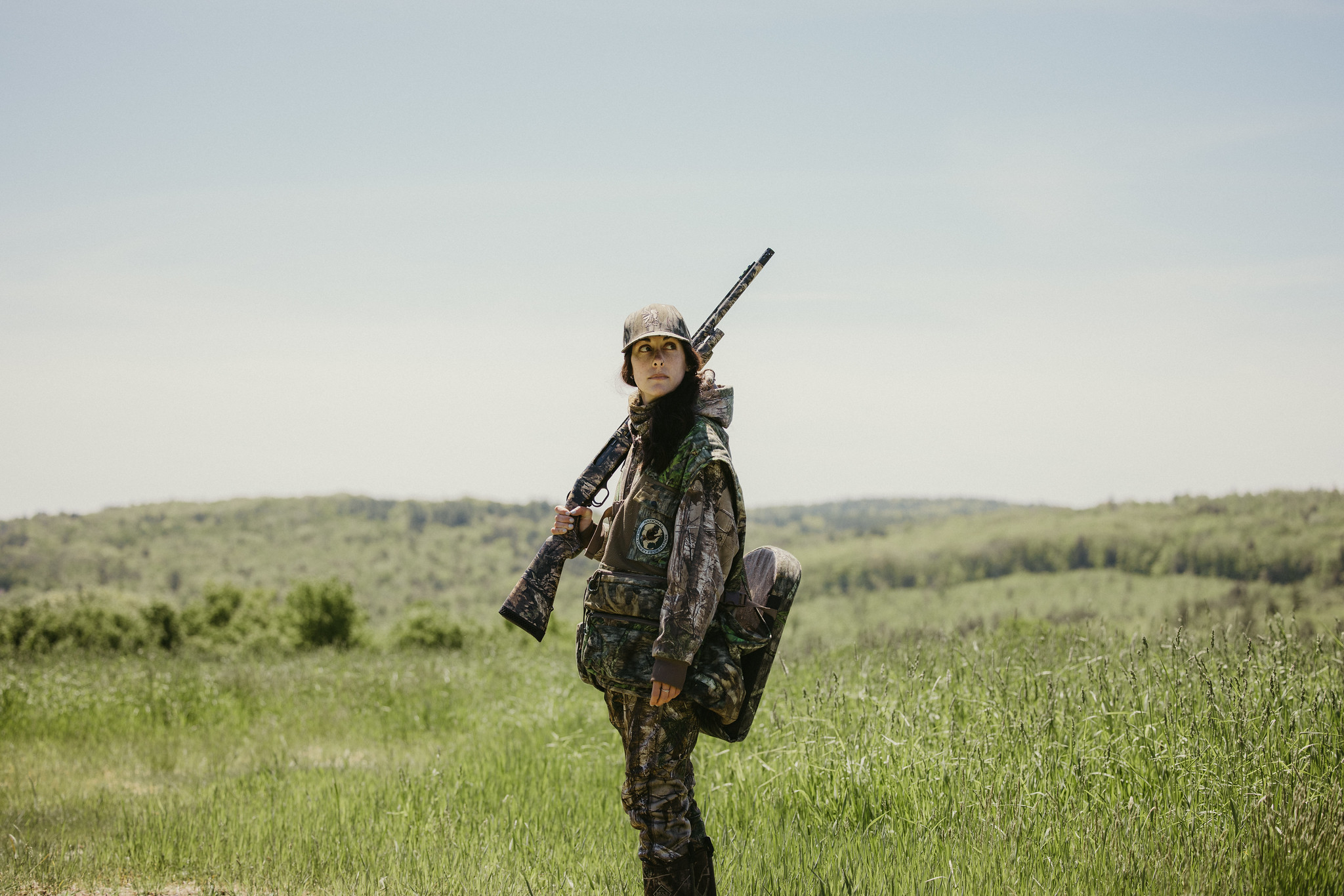 woman hunter in a field