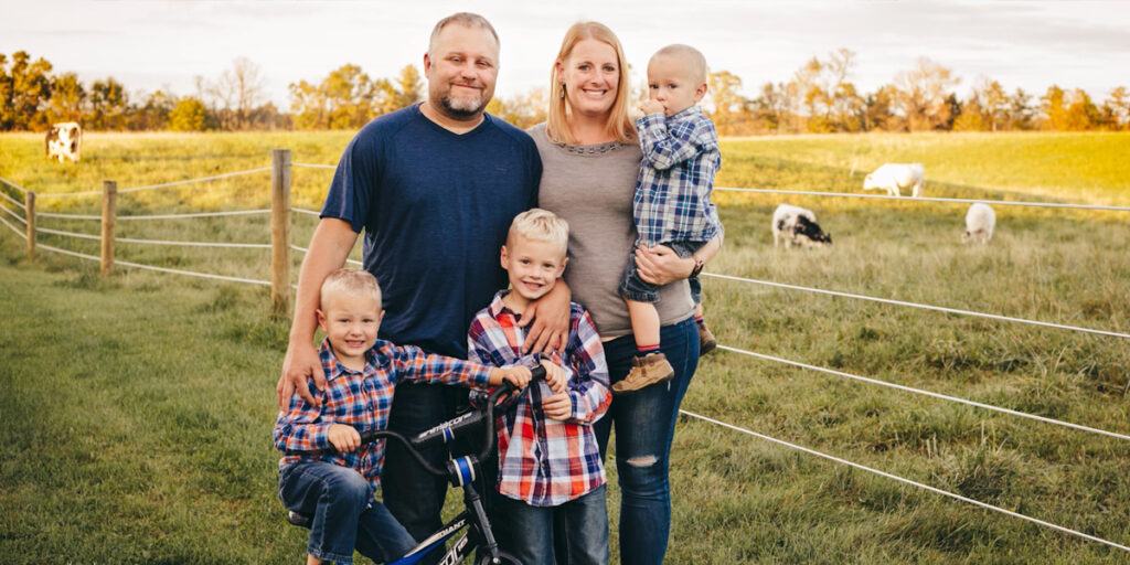 family photo on a farm