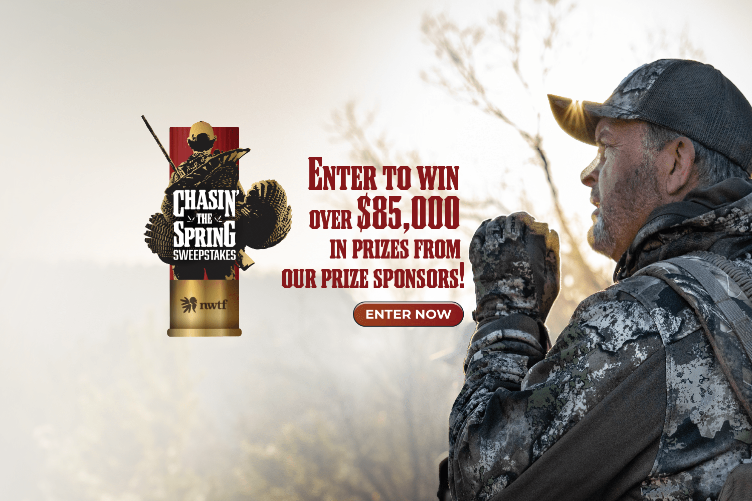 image of Michael Waddell and information to sign up for the Chasin' the Spring sweepstakes