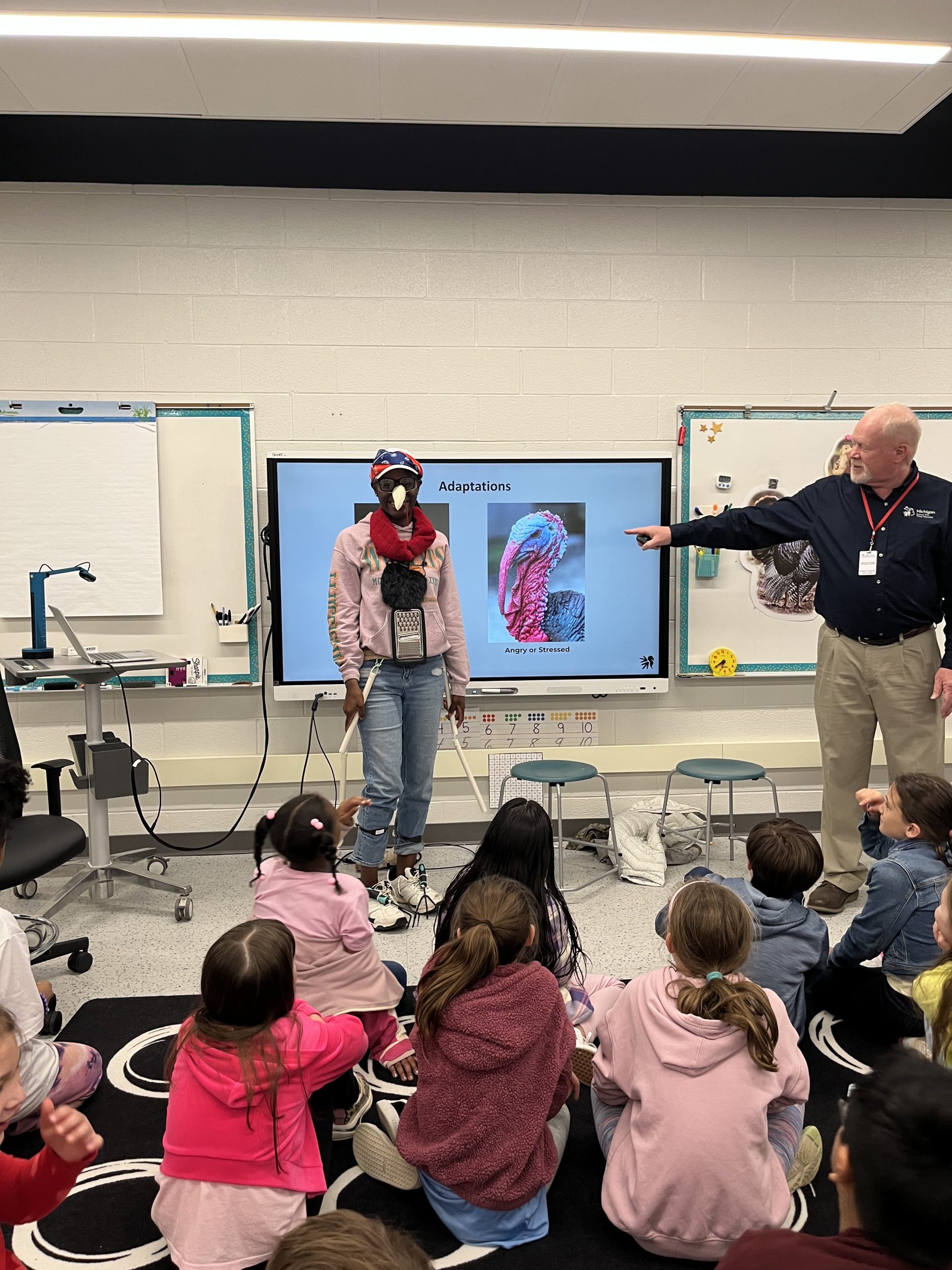 MI chapter president teaches students about turkey adaptions