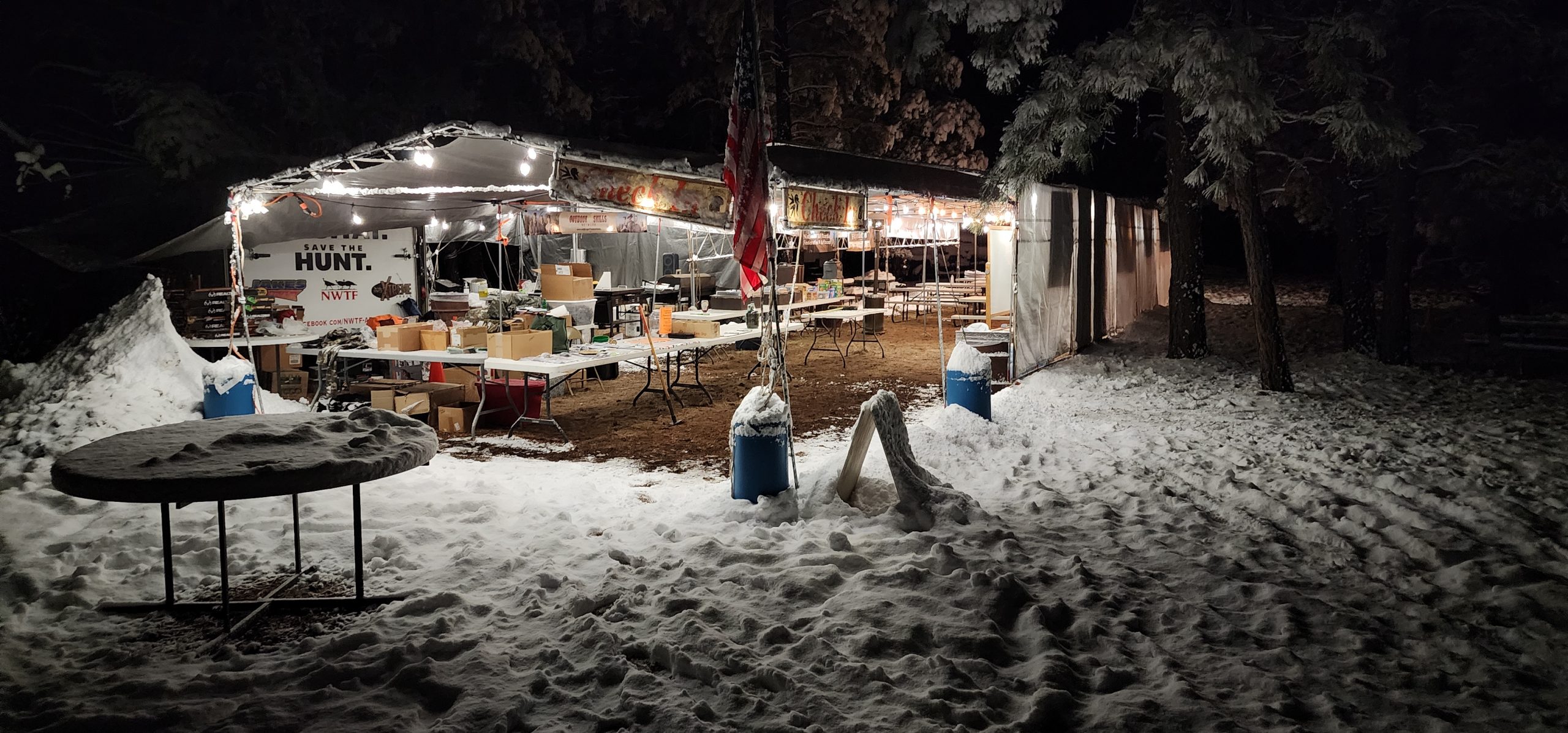 Snow covering the entire camp
